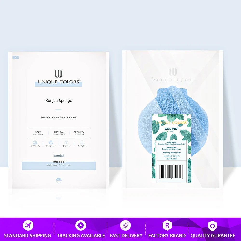 Дикая мята органический спонж Конняку натуральный Очищение лица гребешок форма