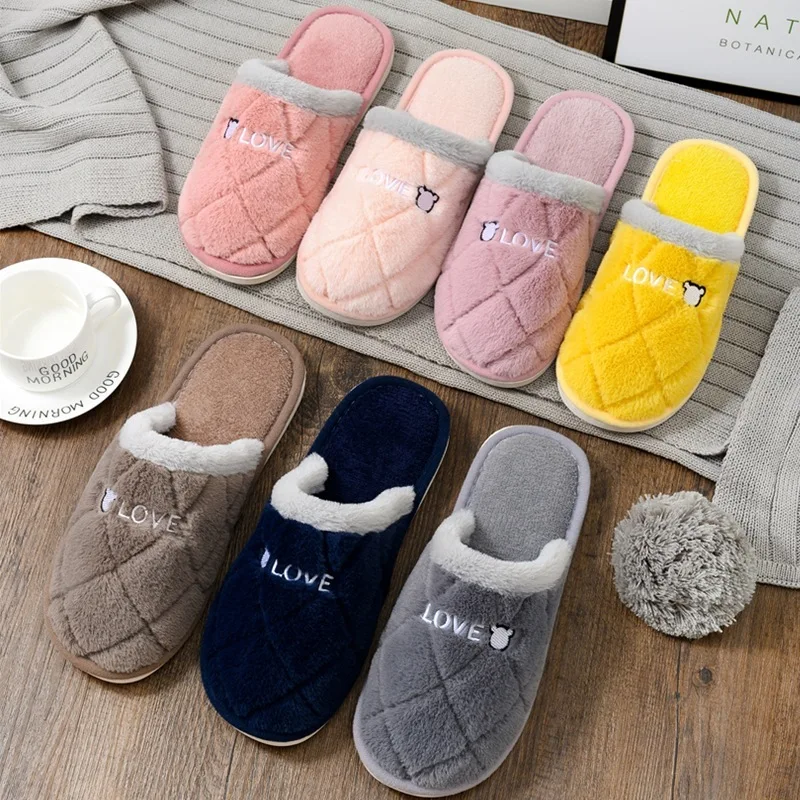 

Winter Cotton Slippers Male Rabbit Plush Household Household Bedroom Interior And Exterior Non-Slip Thick-Soled Warm Shoes
