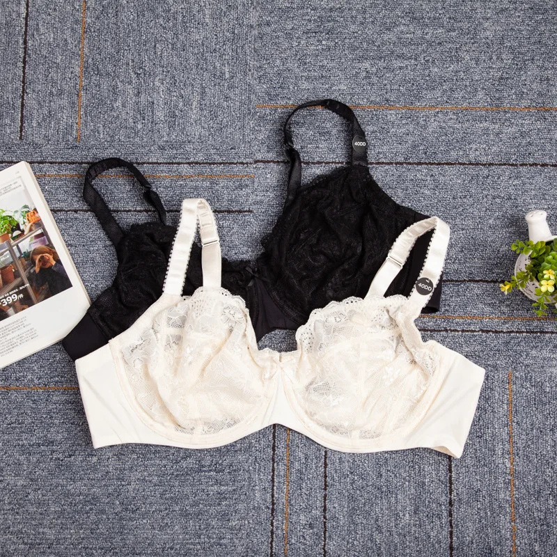 

Женские кружевные бюстгальтеры-минимайзеры, Бюстгальтеры на косточках с вышивкой и чашкой 3/4, однотонный бюстгальтер без вкладышей, женское белье, размеры 40, 42, 44, 46, C, D, DD, DDD