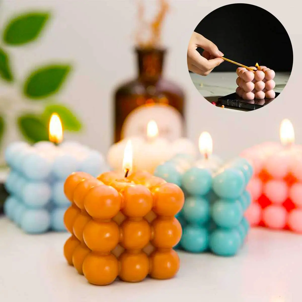 

DIY Candles Molds 3D Soy Handmade Silicone Forms Mould Overlapping Cube Handcrafts Soap Mold for Candle Making Deco Supplies