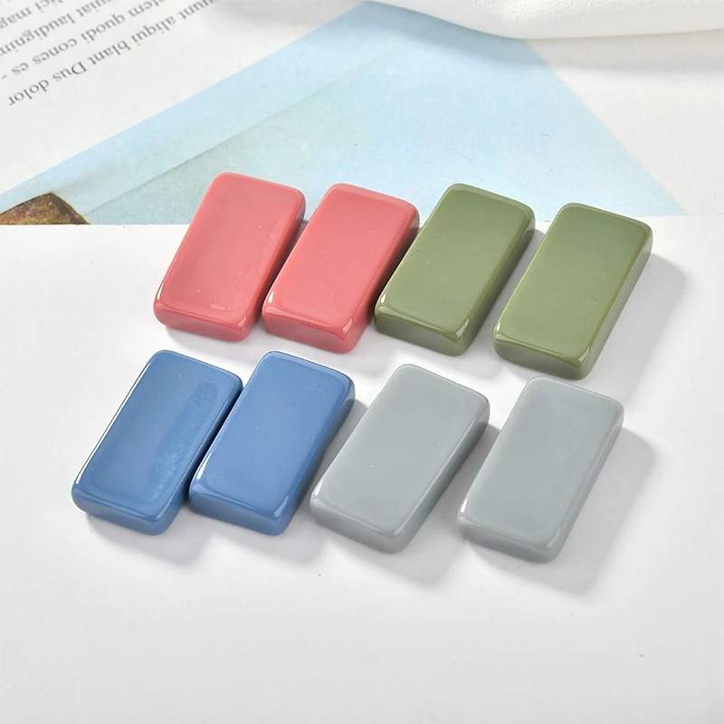 

Japanese and Korean face pure color stereo rectangular resin patch DIY earrings hand-made accessories ear jewelry materials