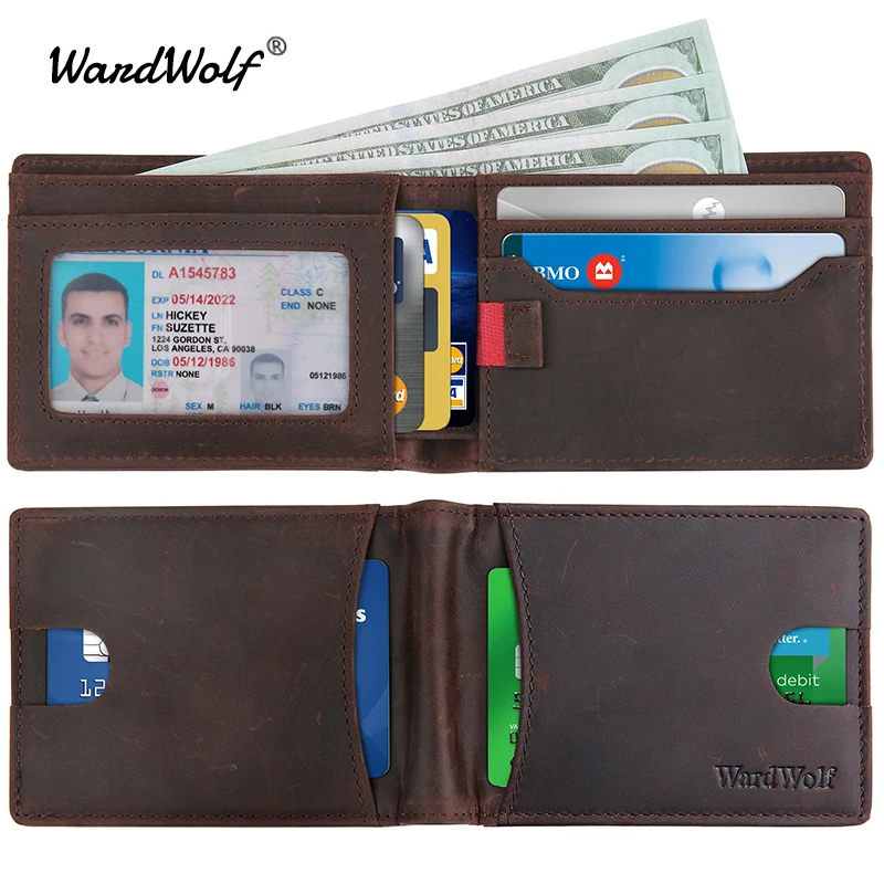 Мужской кошелек из натуральной кожи WardWolf винтажный дорожный воловьей с