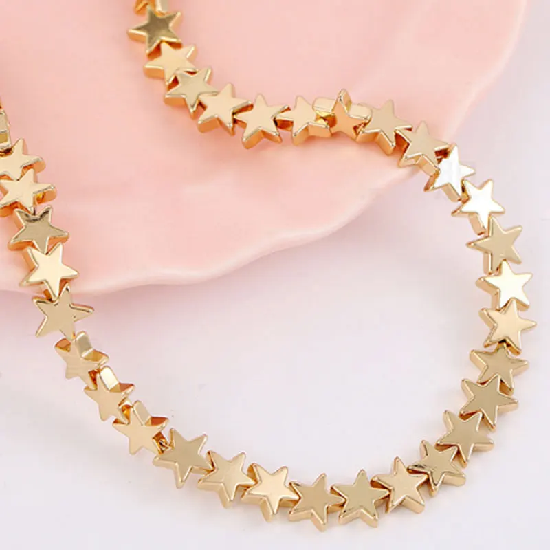 

New Bead Nature Hematite Stone Golden Plated 9 MM Star Shape Bead For Fashion Jewelry Making Necklace Bracelet Good Quality