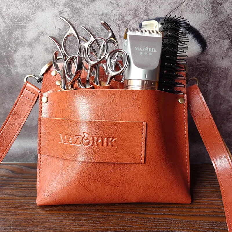 

Hairdressing Kit Hair Stylist Scissors Bag Waist Bag Beat Bag Retro Soft Leather Pet Beauty Scissors Bag Model Number Origin