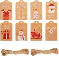 100 300pcs brown kraft paper christmas gift tags for diy packaging red print hanging labels xmas holiday gift tags bookmarks
