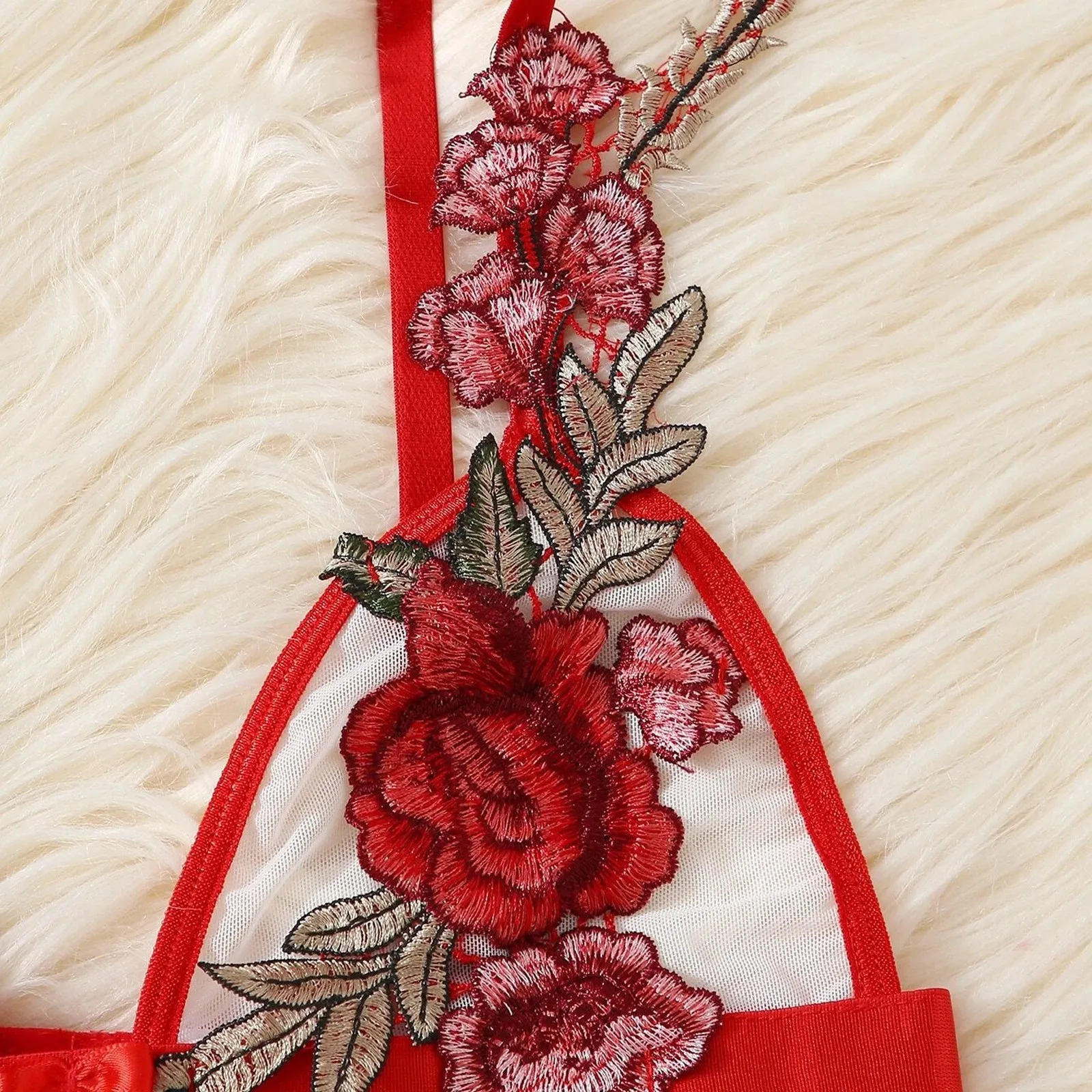 Сексуальные стринги с цветочной вышивкой розы нижнее белье бюстгальтер без