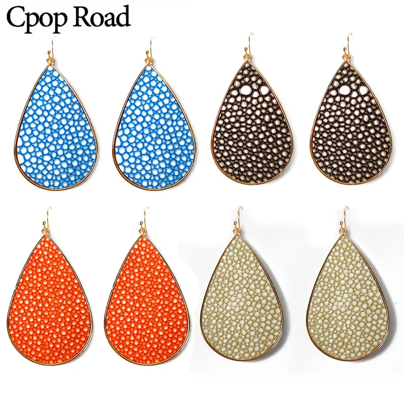 Cpop золотые оранжевые серьги из искусственной кожи для женщин цветные