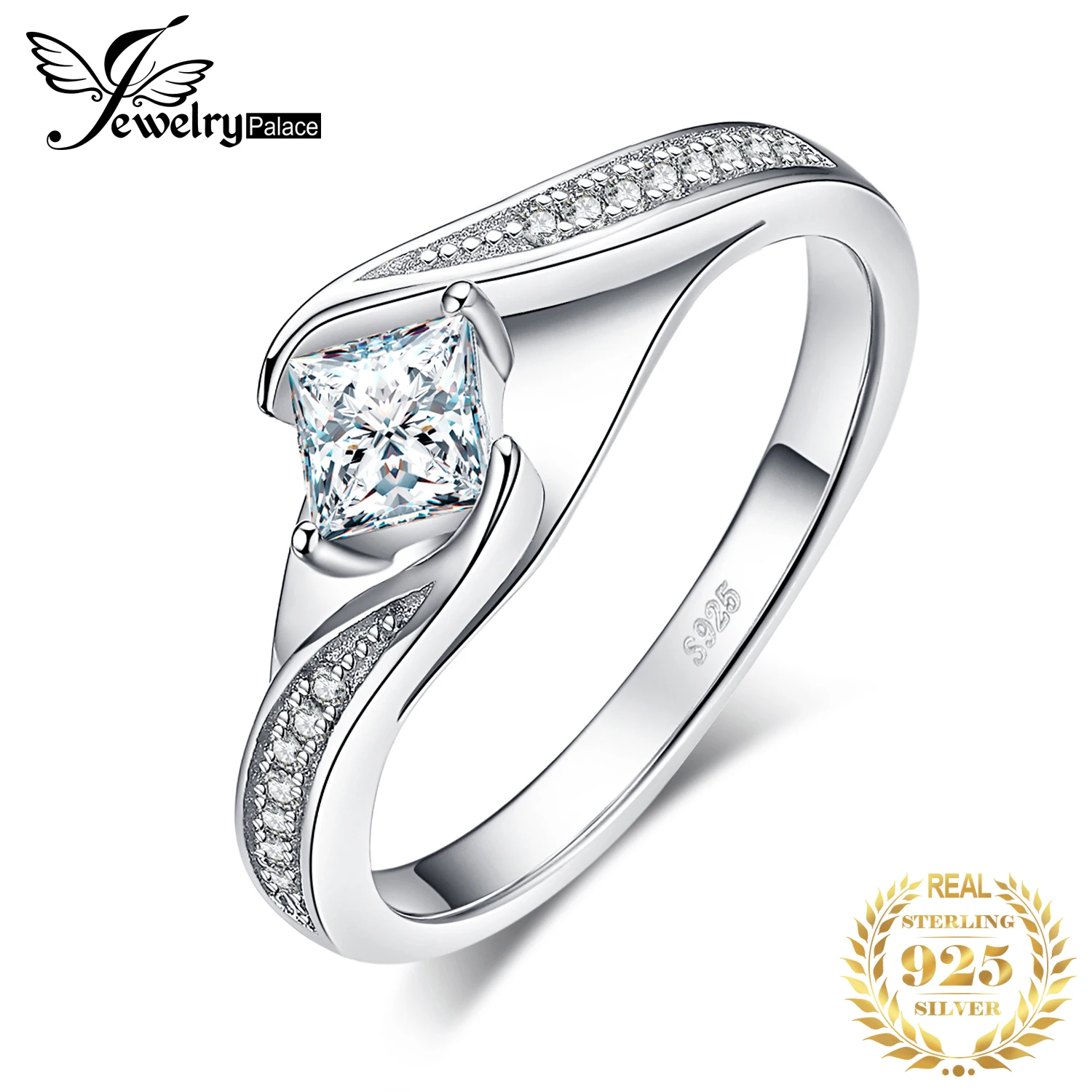 

JewelryPalace Princess Cut Engagement Ring 925 Sterling Silver Rings for Women Promise Ring Wedding Rings Silver 925 Jewelry