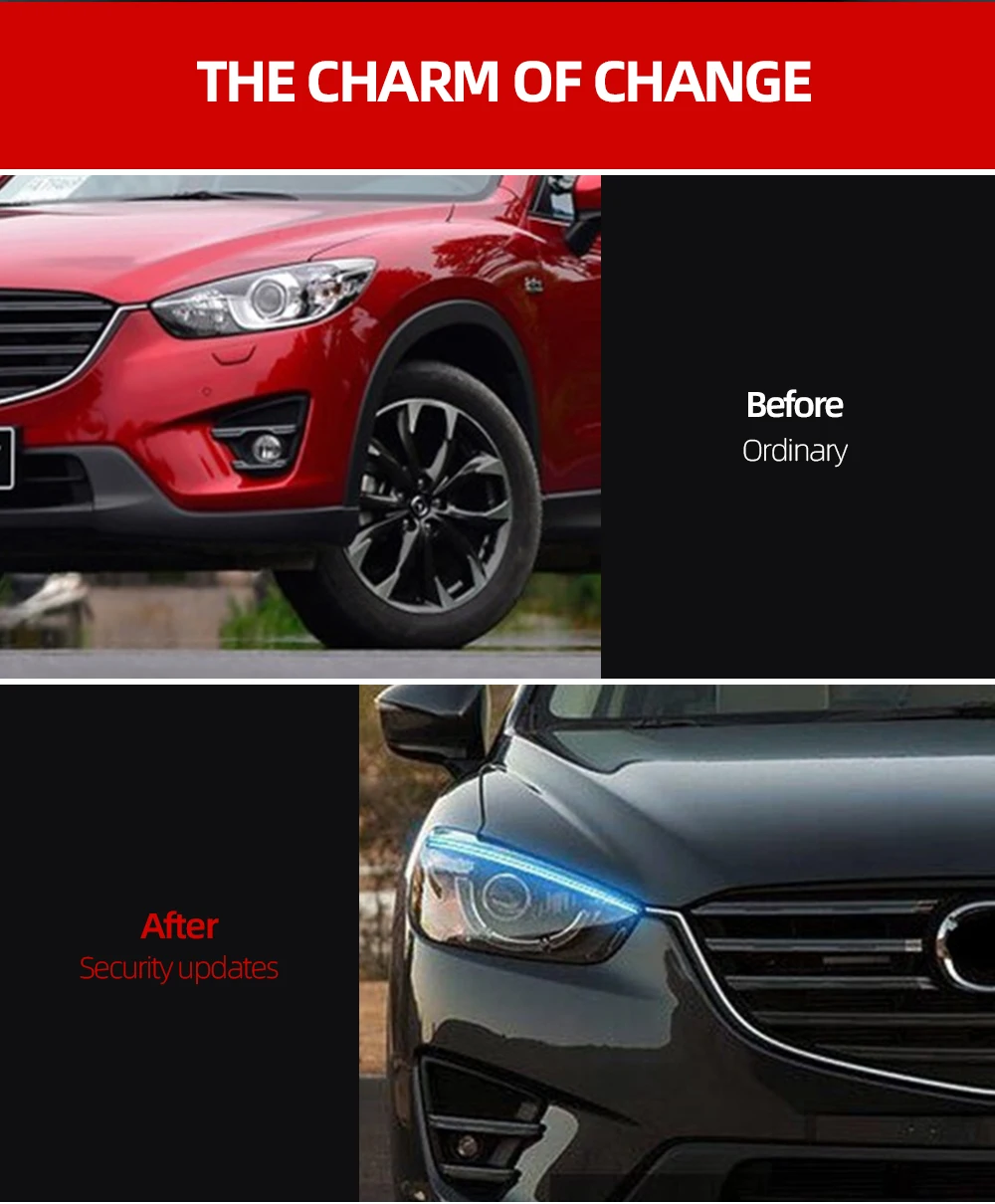 Для Mazda CX-5 CX5 2012 2013 автомобильный головной светильник для украшения бровей желтый указатель поворота DRL Светодиодный дневной ходовой светильник