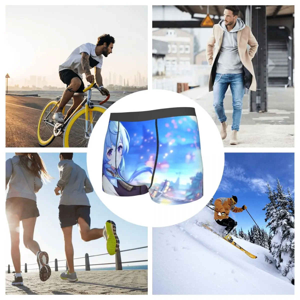 Ganyu Genshin ударные игровые трусы дышащие мужское нижнее белье сексуальные шорты