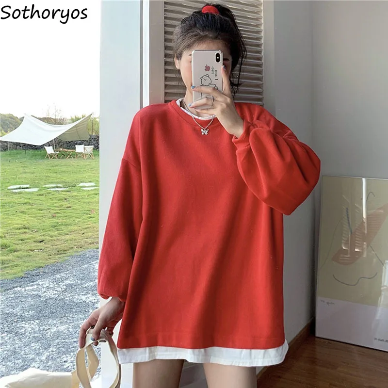 Женская толстовка без шапки тонкий свободный Универсальный пуловер в стиле