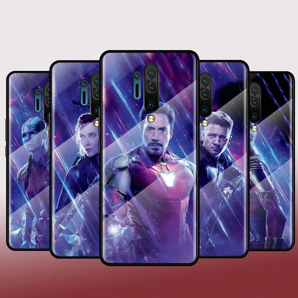 

Hero Marvel Avenger Tempered Glass Hot New Shell Luxury Cover For Oneplus 7 7T 8 Z 8 8T 9 9R Nord PRO 5G Phone Case