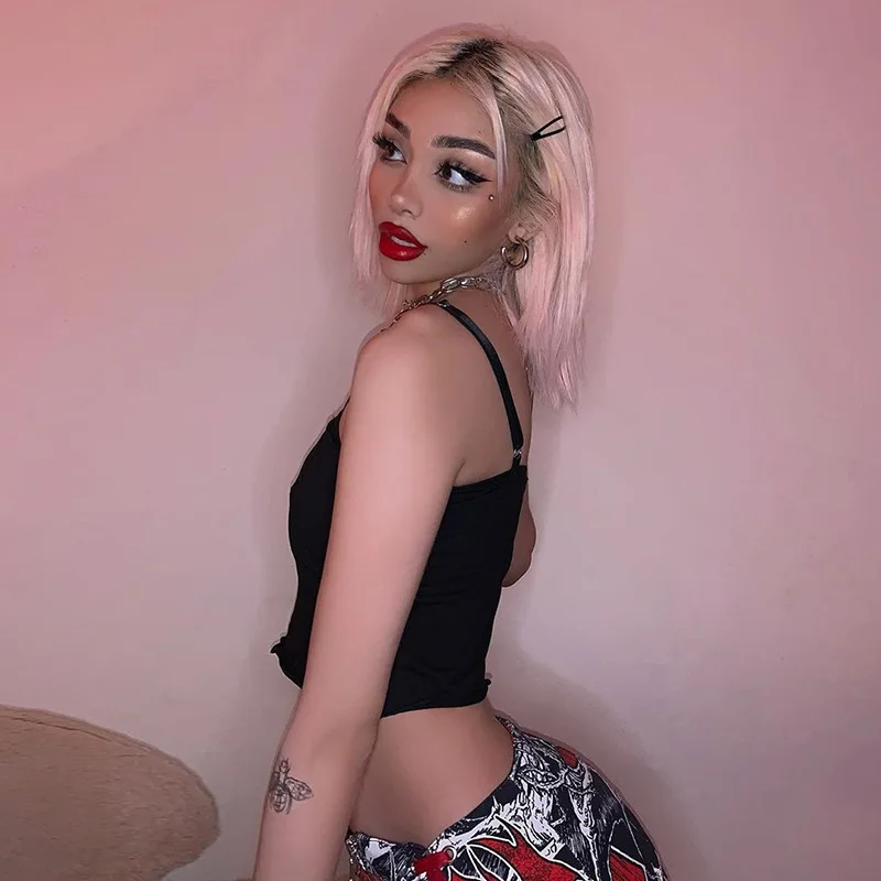 

DISEYAR Black Tanks Camis Nightclub Vetement Femme 2021 For Women Female Shirt Cute Punk Clothing Vintage Sports Blouses