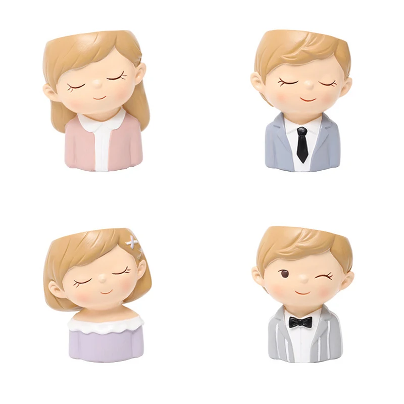 Милые парные кактусы набор из 4 предметов цветочный горшок для маленьких