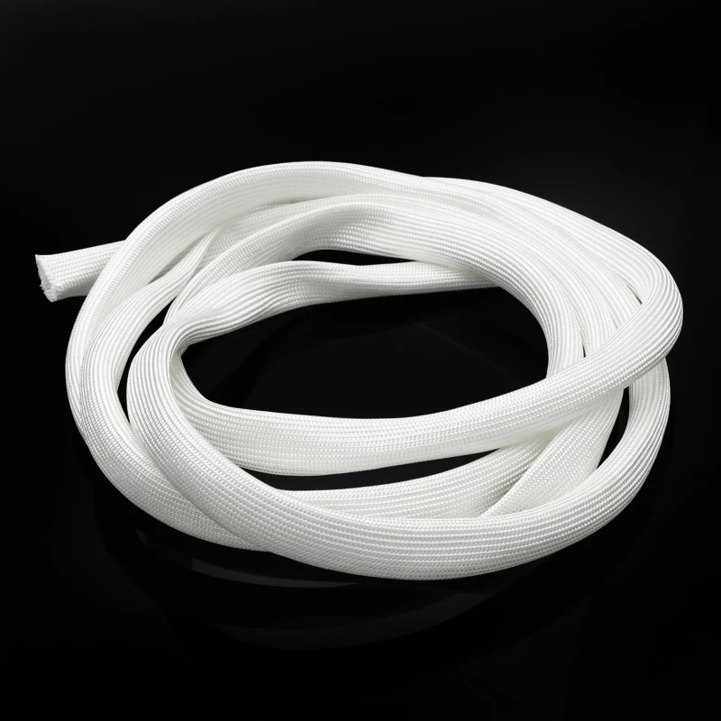

ID 18mm Chemical Fiberglass Tube Braided Wire Cable Sleeve Insulated Flame Resistant Soft Pipe High Temperature 600Deg.C White