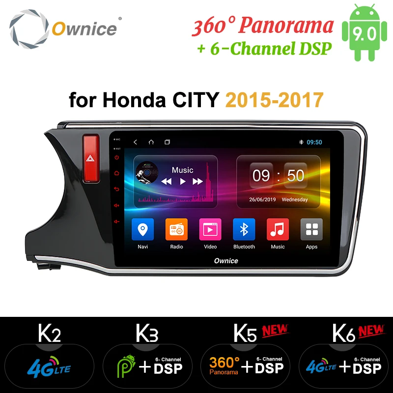 Ownice K3 K5 K6 Android 9 0 360 панорамный оптический автомобильный GPS-плеер Navi для Honda City 2015 2016