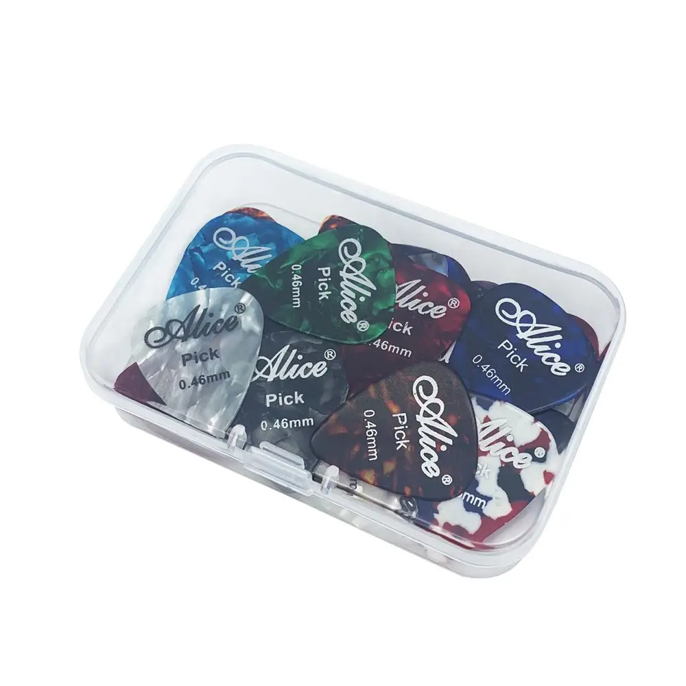 0.46 mm 40 штук гитара Alice pick s с ящиком для хранения длительный срок службы медиатор Bass pick Druable толщина материала. 46. 71. 81. 96 1,2 1,5 мм - Color: 0.46 mm