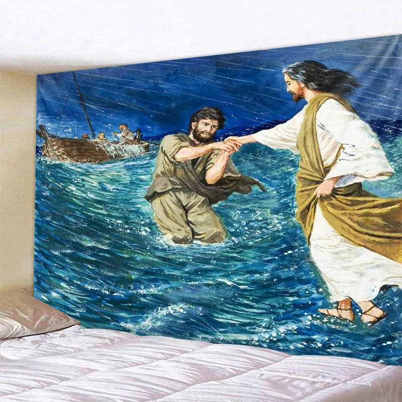 

Miracle of Jesus mural tapestry home decoration Bohemian decorative background wall cloth Angel tapestry bed sheet sofa blanket