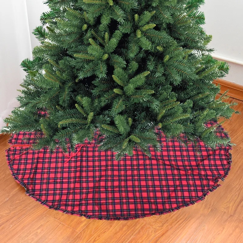 

New European and the US Christmas decoration plaid Christmas tree skirt lace tree bottom apron furniture site layout