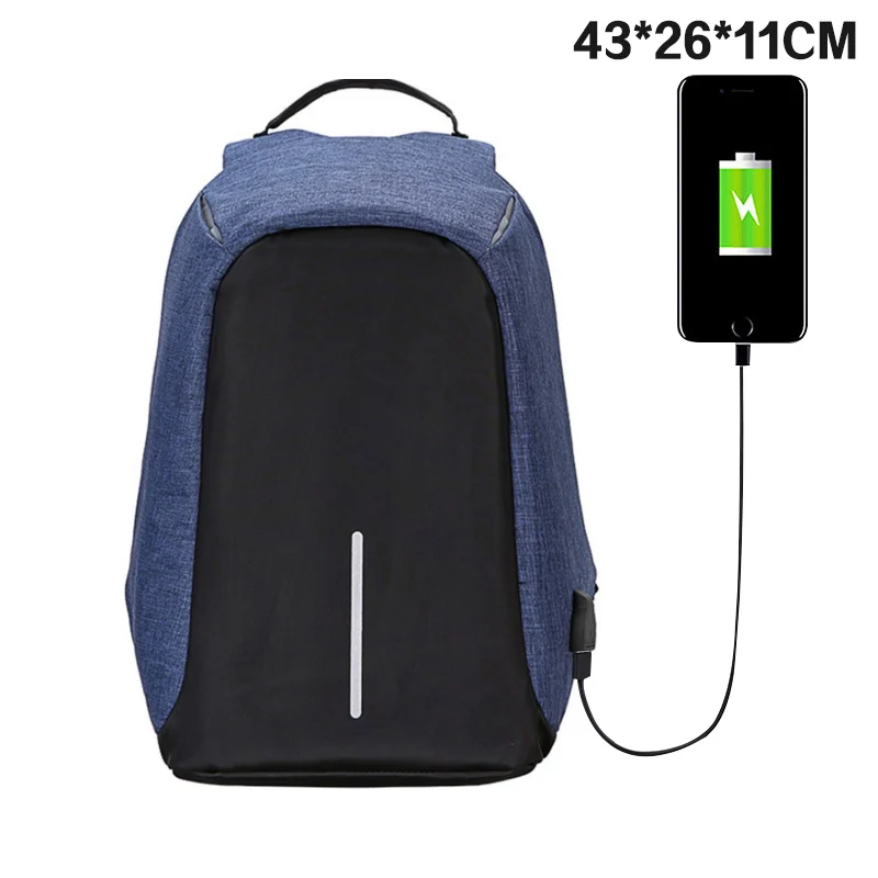 Laptop bag-Blue Рюкзак для ноутбука с Usb зарядкой, 15 дюймов, рюкзак для путешествий, многофункциональный, Противоугонный, водонепроницаемый, Mochila, школьная сумка для мужчин, рюкзак для ПК - Цвет: Laptop bag-Blue