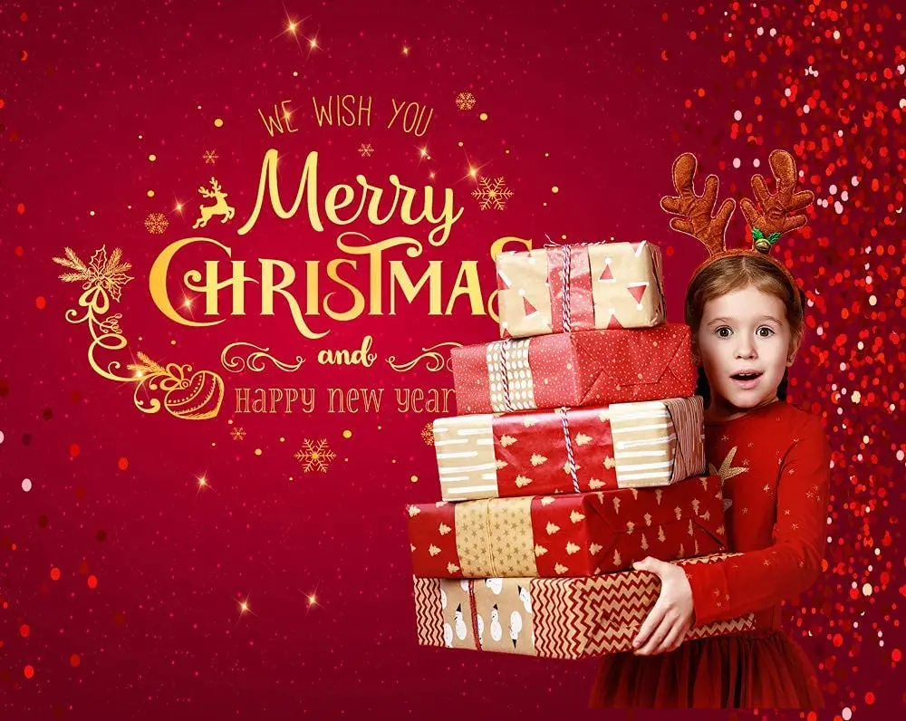Fondo de Feliz A&ntilde;o Nuevo, fondo rojo de Navidad, decoraci&oacute;n del hogar de A&ntilde;o Nuevo para ni&ntilde;os, fotograf&iacute;a de A&ntilde;o Nuevo, Cartel de Navidad-2