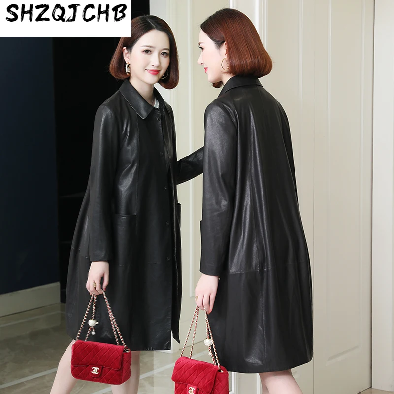 

Женская кожаная одежда SHZQ, осенний Новый силуэт, большой растительный дубленый хлопок, овчина, средний и тонкий