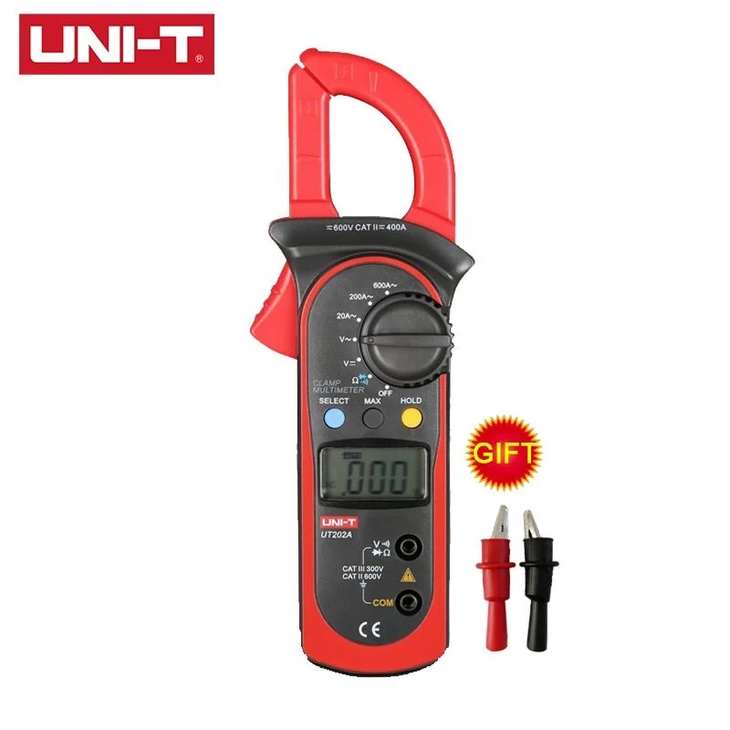 UNI-T UT201 UT202 UT202A UT203 UT204 UT204A AC DC Цифровые клещи с тестом температуры Авто Диапазон 600 В напряжение мультиметр