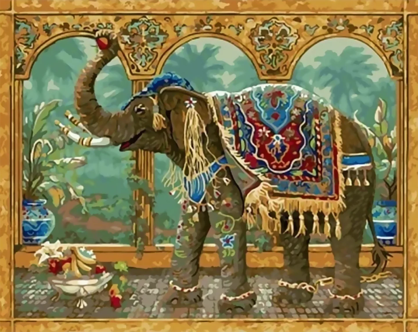 

DIY digital oil painting ancient elephant oil painting hand-painted home decoration gift canvas oil painting mural with digital