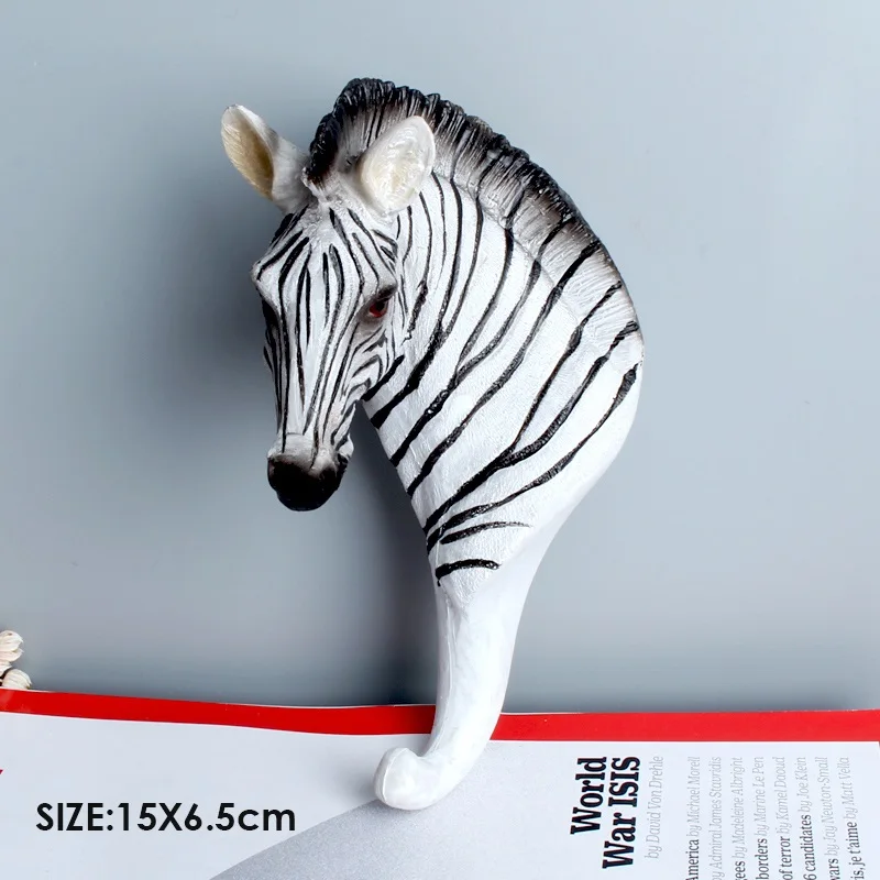 zebra 2 шт. Креативные 3D крючки для животных, настенные вешалки, украшения, подвесные крючки для одежды, дверной крючок, Зебра, слон, Антилопа, лось, жираф, Декор - Цвет: zebra