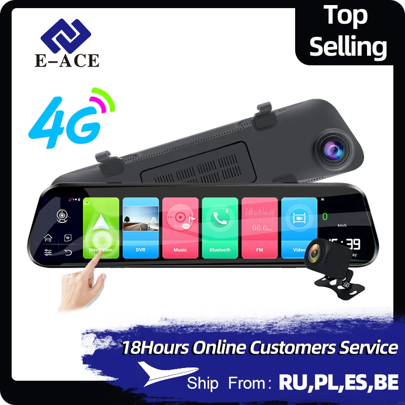 

Зеркало-видеорегистратор с GPS-навигацией, 12 дюймов, 4G, Android 8,1