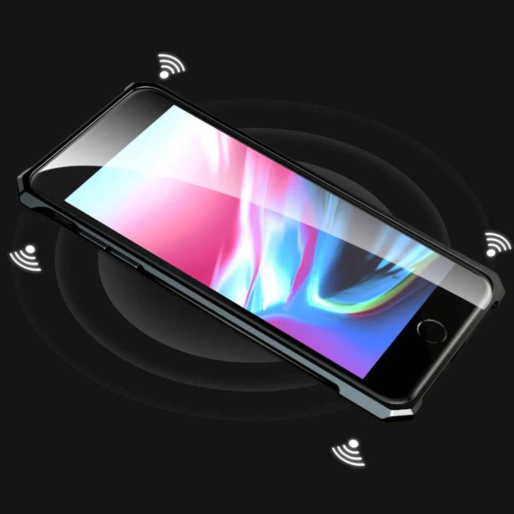 Металлический бампер из закаленного стекла чехол для iPhone 7 8 Plus противоударное стекло высокой четкости металлическая пряжка рамка защитная задняя чехол для iPhone 7 8