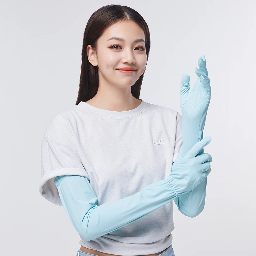 ohsunny summer breathable long gloves women touch screen sunscreen uv protection coolchill fabric hand protector for driving free global shipping