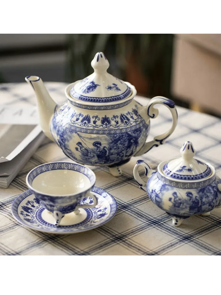British Coffee Cup Set Retro Afternoon Tea Set Black Tea Cup Saucer Creamer Sugar Pot Big Plate Kithenware Supplies