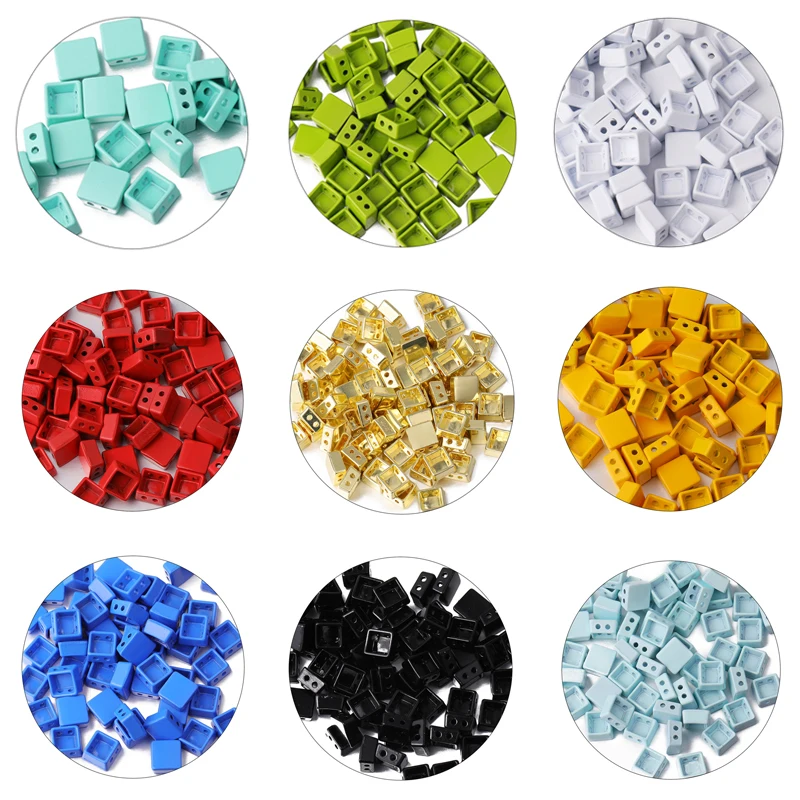 

JUWANG 10 pcs\lot Bohemian Square Loose Beads Enamel Tile Beadeds Handmade Jewelry Findings Accessories For DIY Bracelets Making