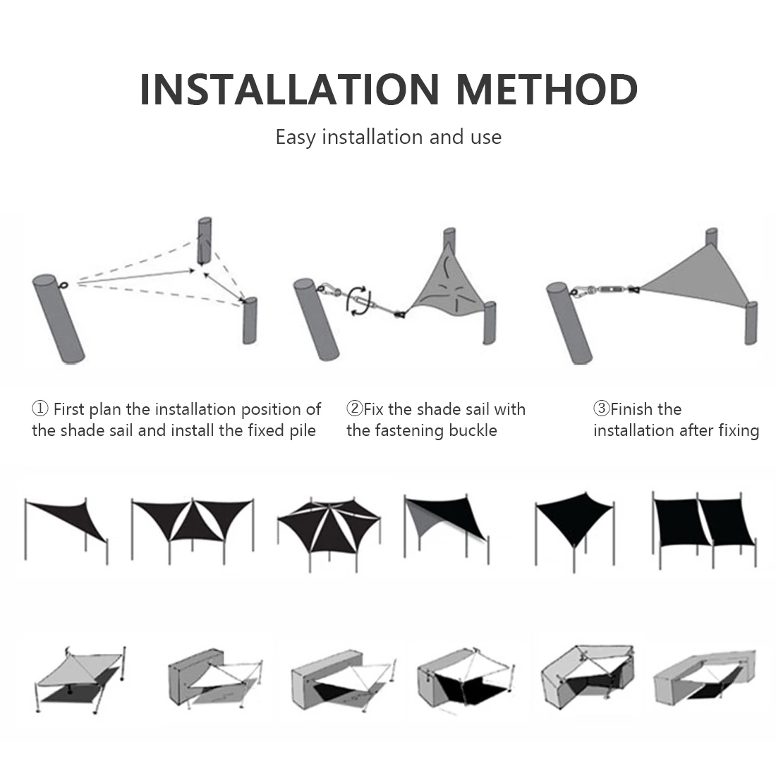 HDPE Anti-UV Waterproof Sun Shelter Sunshade Protection Outdoor Canopy Garden Patio Pool Shade Sail Awning Camping Picnic Tent | Дом и сад