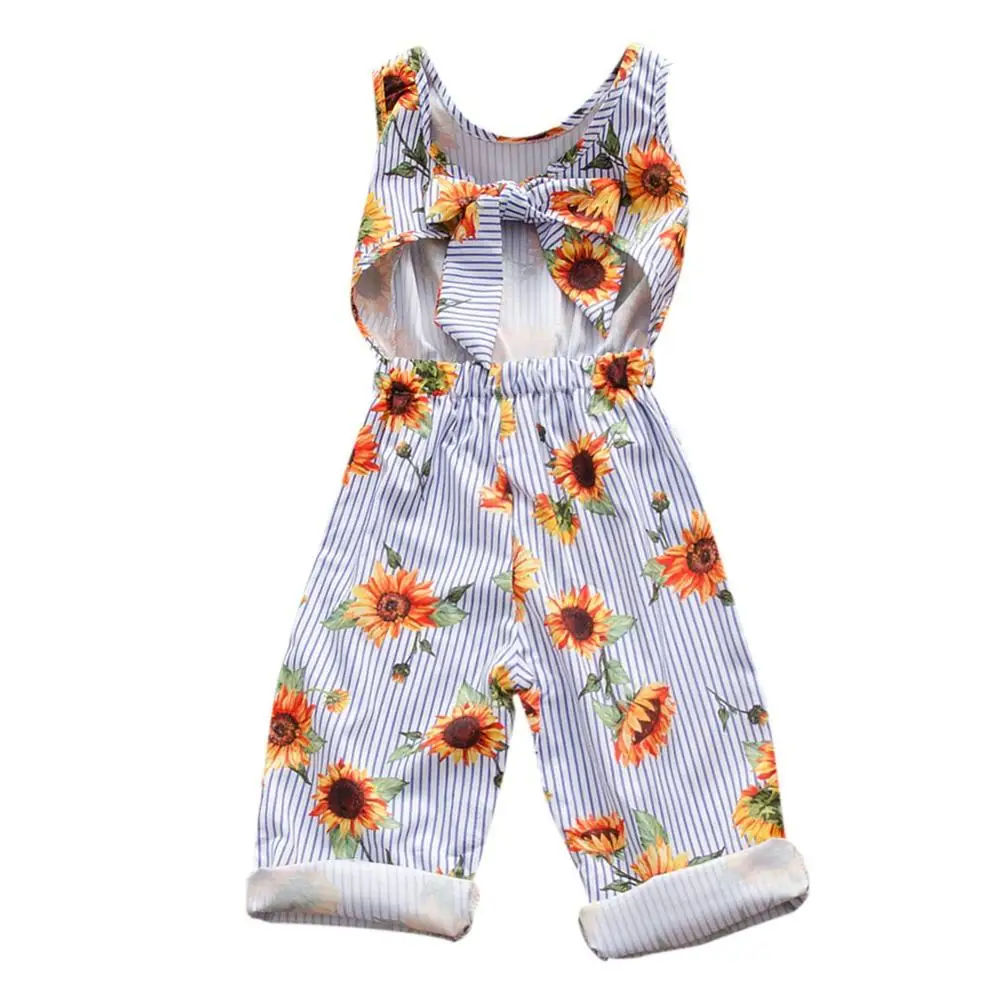 

Летний милый комбинезон с принтом подсолнуха без рукавов для девочек