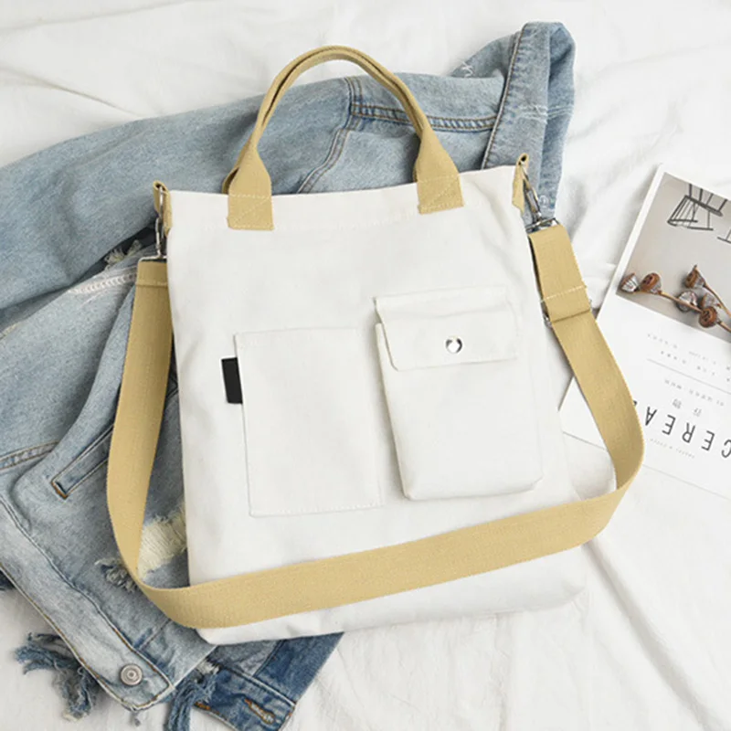 Женская вместительная сумка через плечо холщовая повседневная женская для