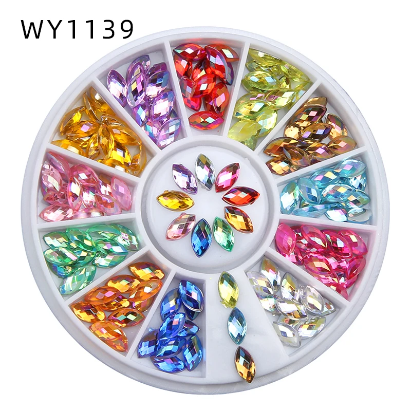 Разноцветные акриловые стразы для дизайна ногтей в форме сердца колесо маникюра