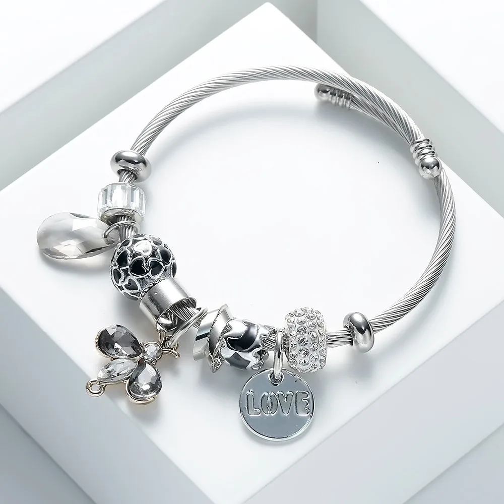 Meyfflin модный бисерный Браслет Bijoux винтажные любовные Браслеты со стразами на запястье браслеты с бабочкой серебряные ювелирные изделия