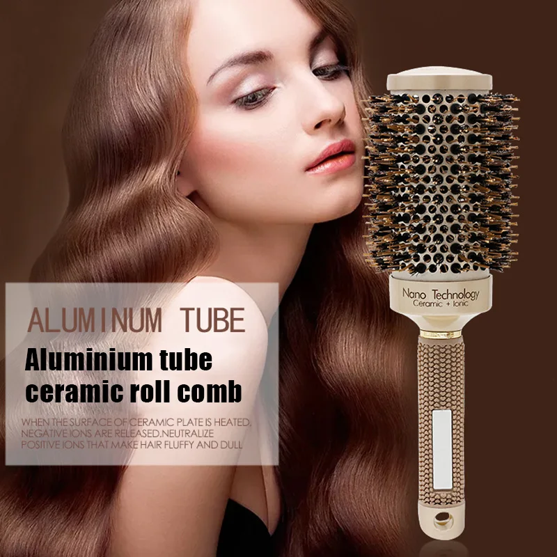 

Professional Thermal Ceramic Ionic Round Barrel Hair Brush Comb with Boar Bristle 4 Sizes Salon Styling Tools Round Hairdressing
