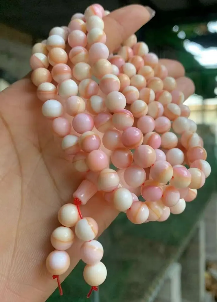 8 мм ценный розовый гигантский моллюск Tridacna четки бисер браслет ожерелье Румяна