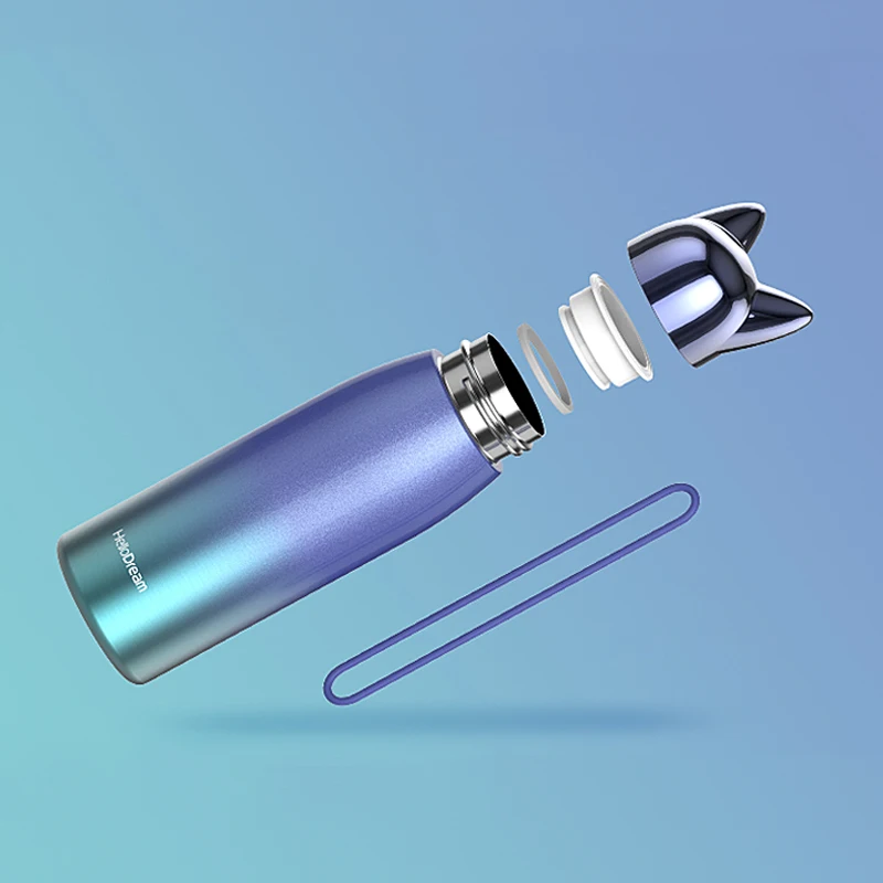 Симпатичный термос с кошачьими ушками из нержавеющей стали 1 шт. Термокружка