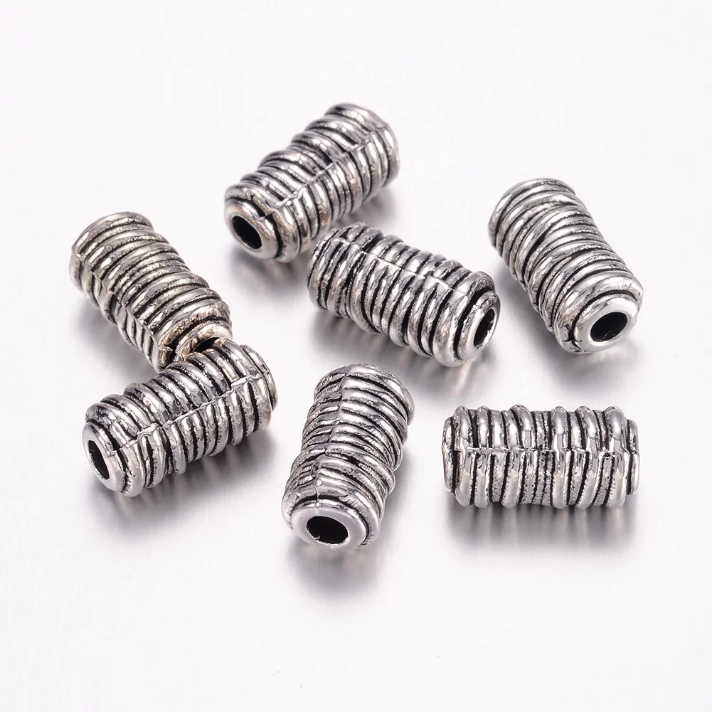 

20pcs 6*11mm Tibetan Style Alloy Column Antique Silver Beads For DIY Jewelry Making, Hole: 2.5mm