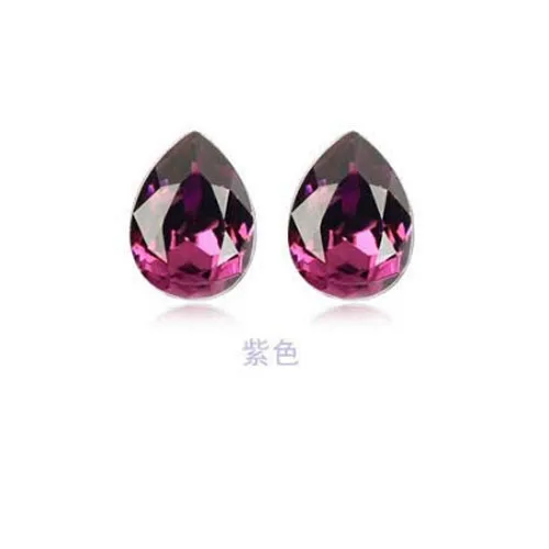029 purple Женские серьги-гвоздики с кристаллами в виде цветка, сделанные с австрийскими кристаллами, посеребренные - Окраска металла: 029 purple