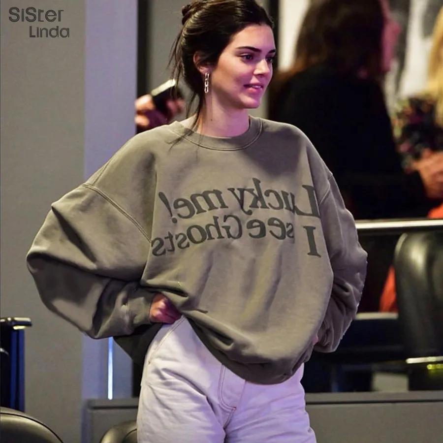 

Sisterlinda Retro Leisure Loose Tops Pullover Women Sweatshirts Fashion Basic Letter Printed Outfits Streetwear Autumn 2020 New