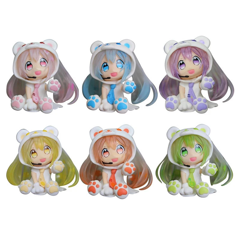 Аниме персонаж красочные кавайные Мику bearsuit фигурки автомобиля настольное