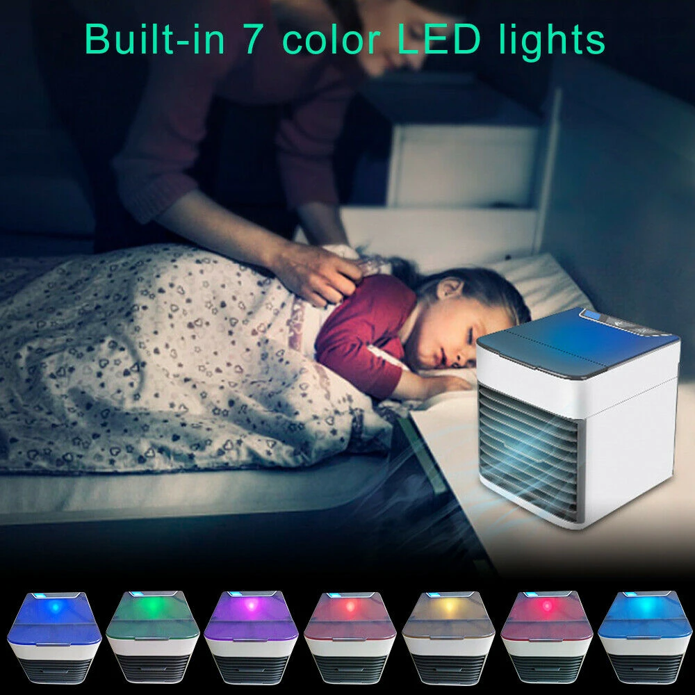 

Mini Air Conditioner Air Cooler Fan USB Portable 3 Gear Personal Space Air Cooling Fan 7 Colors Light Air Conditioner For Home