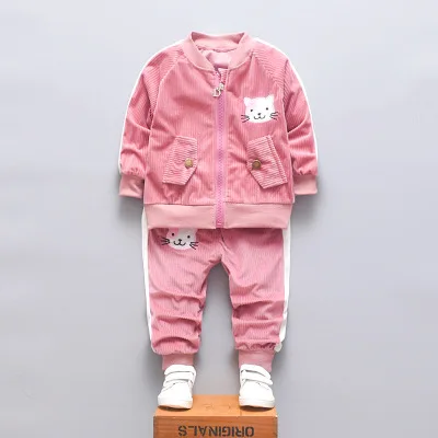 pink Одежда для маленьких девочек зимняя модная детская одежда для детей спортивный костюм для младенцев хлопковый спортивный костюм Одежда для Для детей 1, 2, 3, 4 лет - Цвет: pink