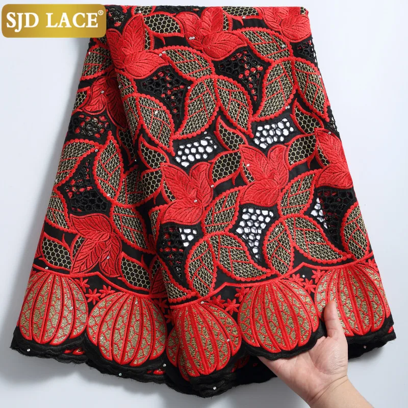 

SJD LACE African Lace Fabric Embroidery 100% Cotton High Quality Nigerian Swiss Voile Lace In Switzerland Dubai Style Sew A2280