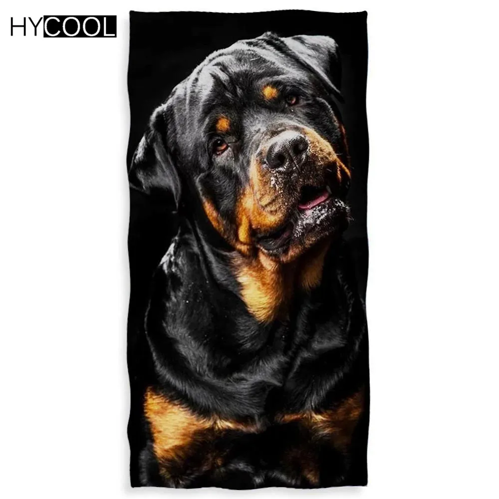 

New Trend Comfort Bath/Shower Towels Big Rottweiler Dog Printing Quick Dry Hotel Bathroom Thicker Swimming Face Hair Toallas